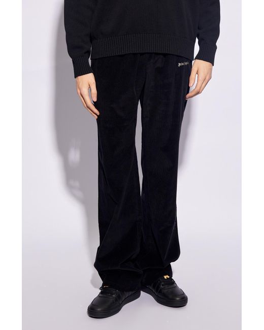 Palm Angels Blue Corduroy Trousers for men
