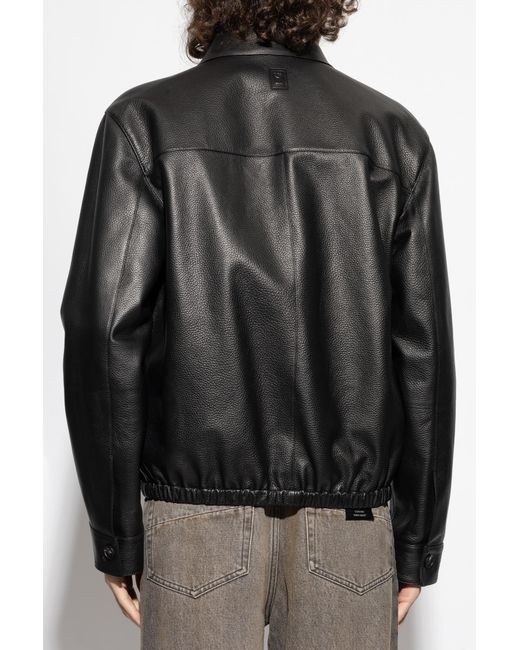 Ferragamo Black Leather Jacket for men