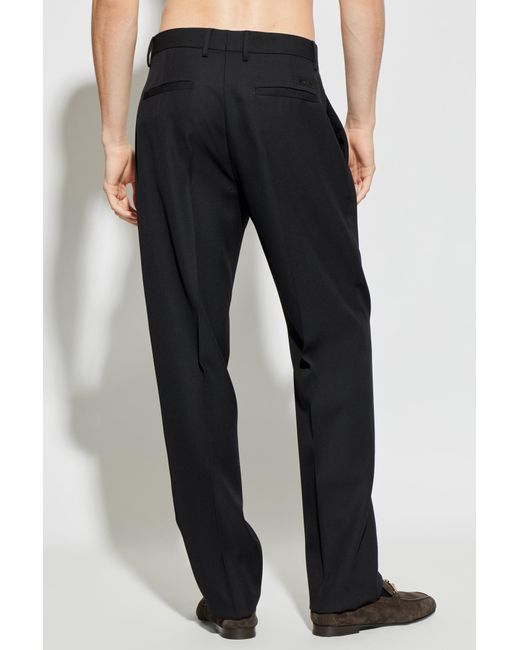Versace Black Wool Pleated Trousers for men