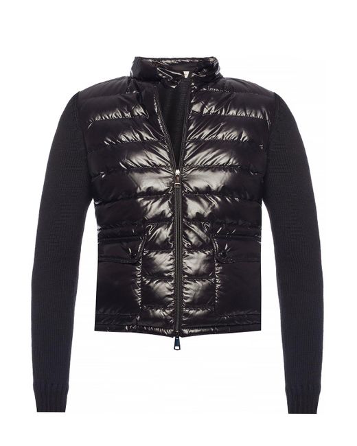 Moncler Black Sweater With Quilted Insert
