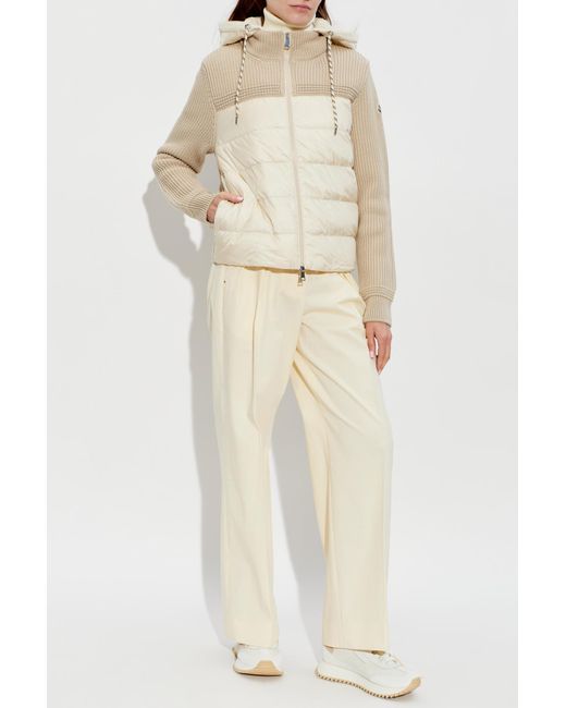Moncler Natural Cardigan With Quilted Front