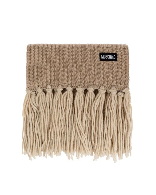 Moschino Natural Scarf With Fringes
