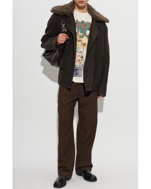 DIESEL Black Wool Coat 'W-Jake-Qmch' for men