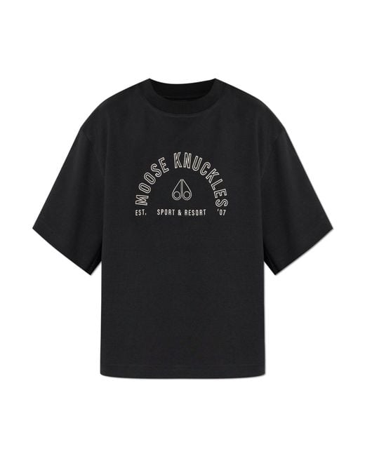 Moose Knuckles Black T-Shirt "True North"