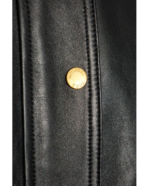 MICHAEL Michael Kors Black Leather Jacket With Epaulettes