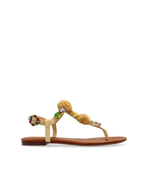 Dolce & Gabbana Natural Sandals With Shimmering Embellishments