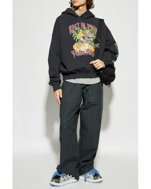 Palm Angels Men's Black Sweatshirt With Colorful Print