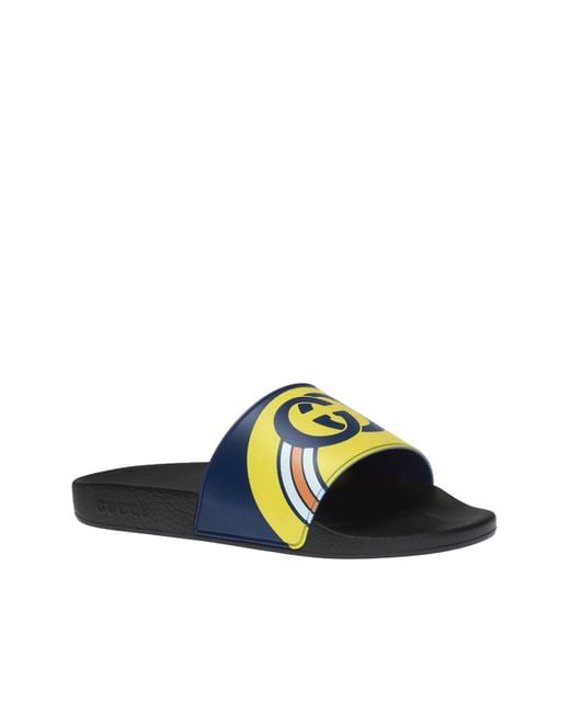 Gucci Logo Slides in Yellow for Men Lyst