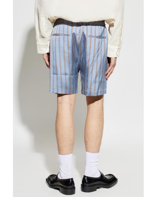Tom Ford Blue Silk Shorts With Striped Pattern for men