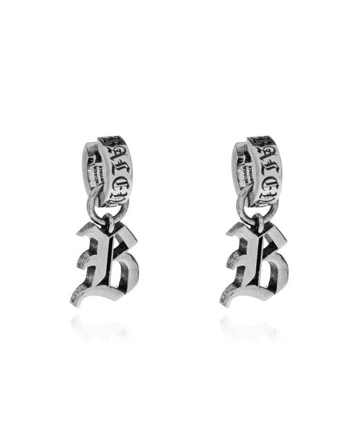 Balenciaga Black Earrings With Engraved Logo for men
