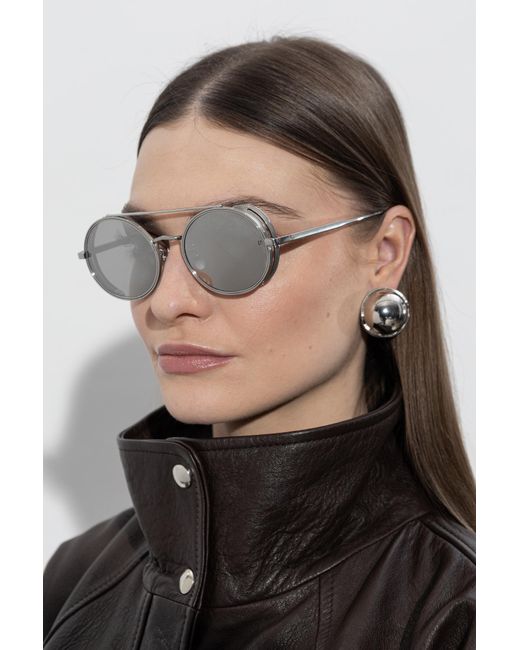 Linda Farrow Metallic "Baret" Sunglasses