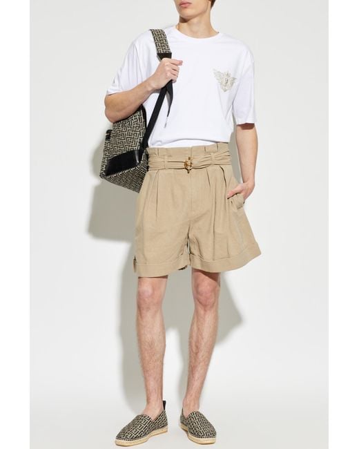 Balmain Natural Shorts With Belt for men
