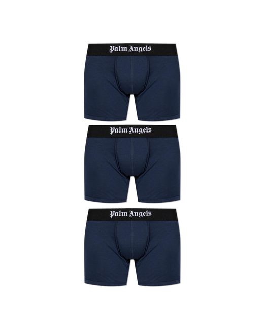 Palm Angels Blue Three-Pack Of Boxers With Logo for men