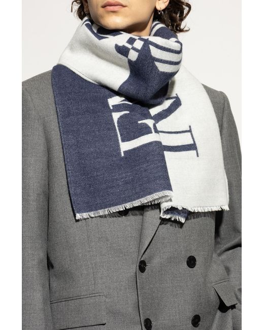 Emporio Armani Blue Scarf With Logo for men