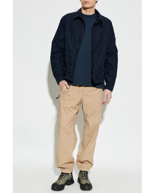 Stone Island Natural Trousers With Logo Patch for men