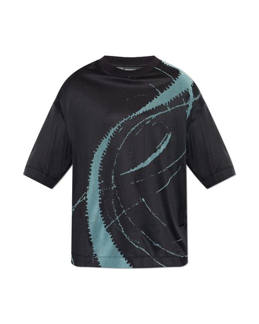 Emporio Armani Black T-Shirt With A Velvet-Finish Print for men