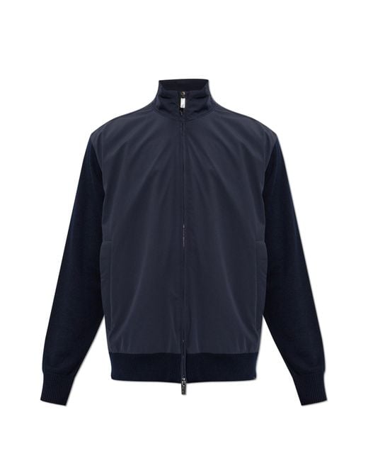 Paul & Shark Blue Cardigan With Stand-Up Collar for men