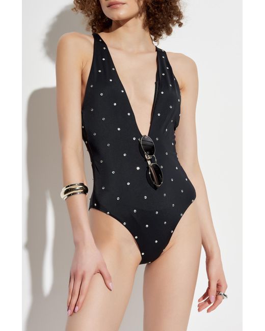 Versace Blue One-Piece Swimsuit With Shimmering Appliqués