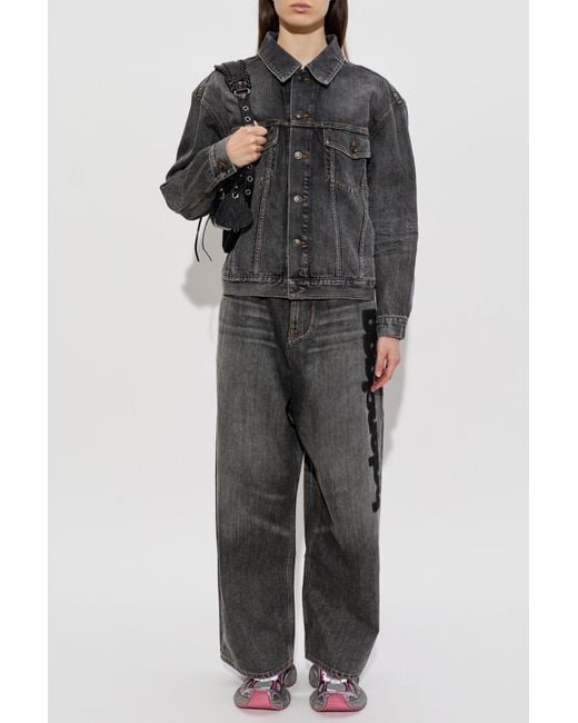 Balenciaga Gray Denim Jacket With Logo