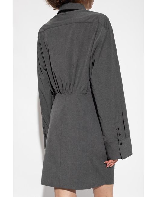 Herskind Gray 'dorthea' Dress With Asymmetric Gathers,