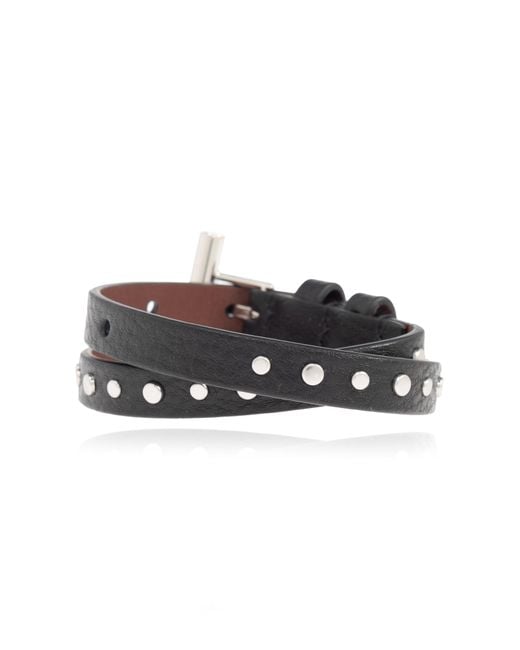 Alexander McQueen Black Leather Bracelet