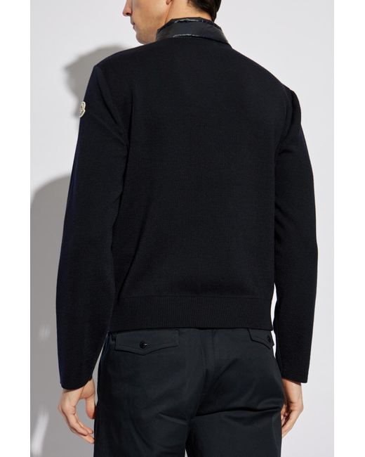Moncler Black Cardigan With Quilted Front for men