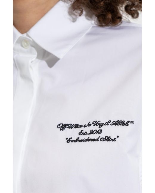 Off-White c/o Virgil Abloh White Short Shirt With Embroidered Logo