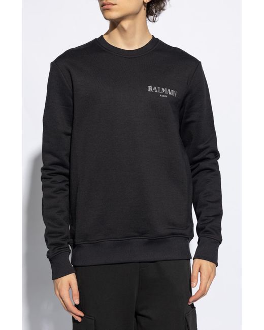 Balmain Black Sweatshirt With Logo, for men