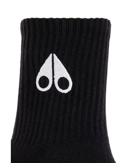 Moose Knuckles Black Socks With Logo for men