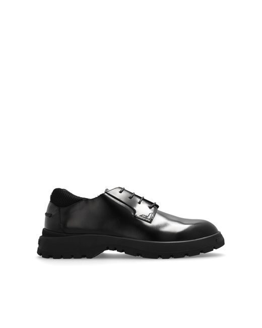 Versace Black Leather Derby Shoes, for men