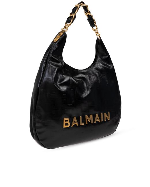 Balmain Black '1945 Soft' Hobo Bag