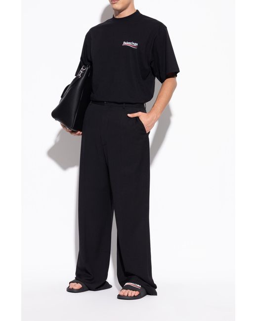 Balenciaga Black Slides With Logo for men