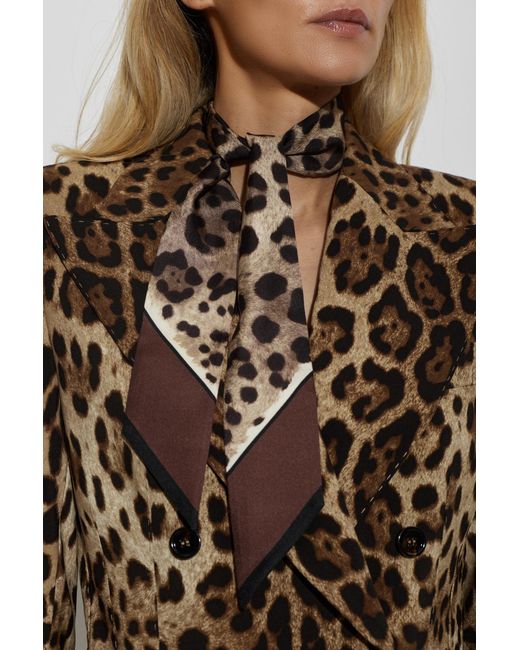 Dolce & Gabbana Black Silk Scarf With Animal Motif