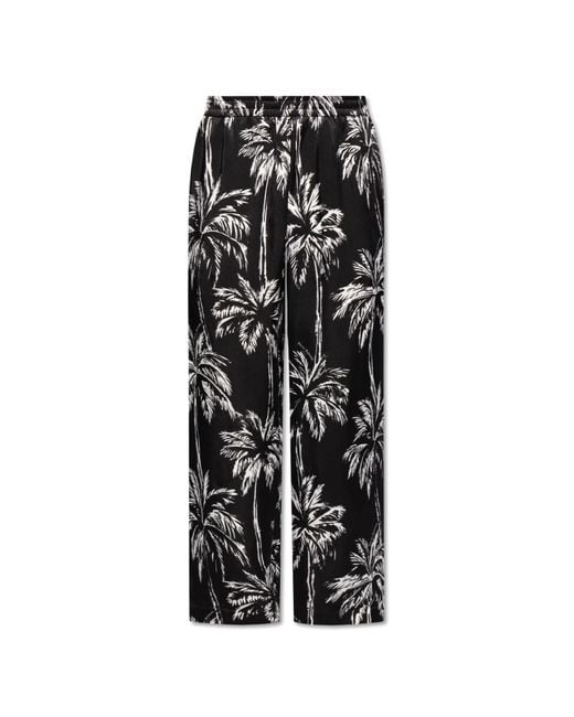 Balmain Black Pants With A Floral Motif, for men