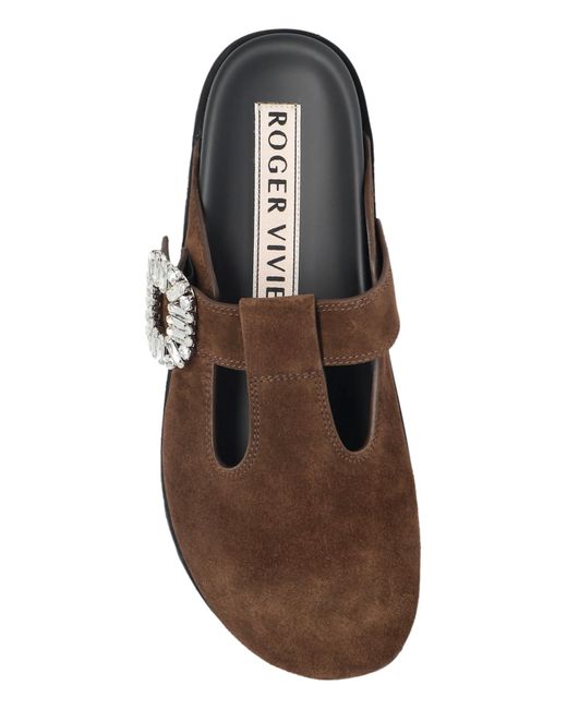 Roger Vivier Brown Suede Slides