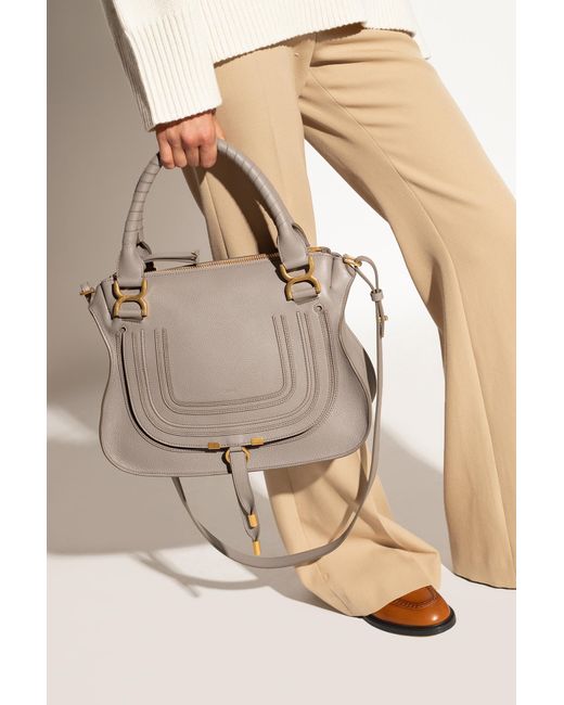 Chloé Gray 'Marcie Medium' Leather Shoulder Bag