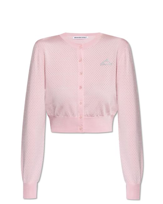 T By Alexander Wang Pink Cardigan With Printed Logo