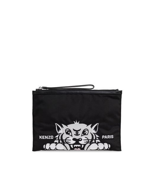 KENZO Black Handbag With Tiger Head Motif for men