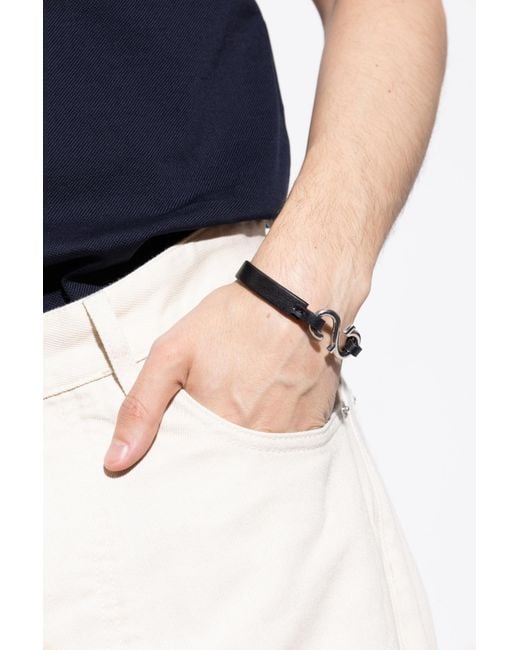 Ferragamo Black Leather Bracelet for men