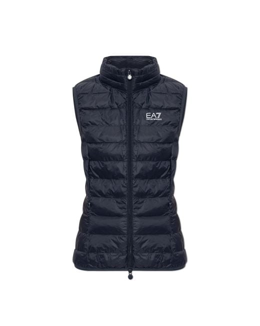 EA7 Blue Quilted Vest With Hood