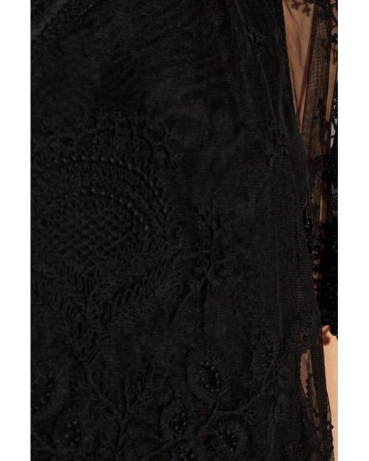Isabel Marant Black 'victorine' Lace One-shoulder Top,