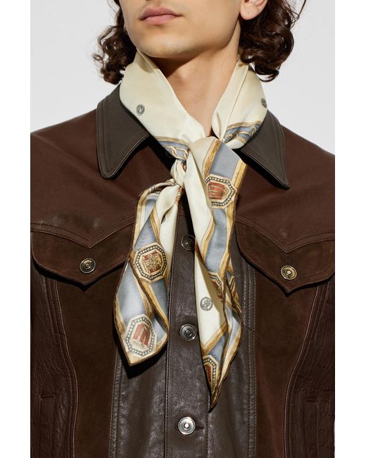 Versace Natural Silk Scarf With "The Ringmaster" Print