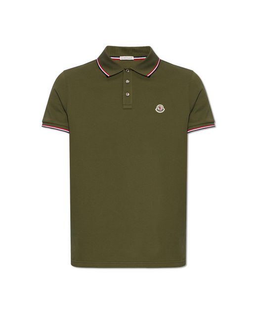 Moncler Green Polo Shirt With Logo, for men