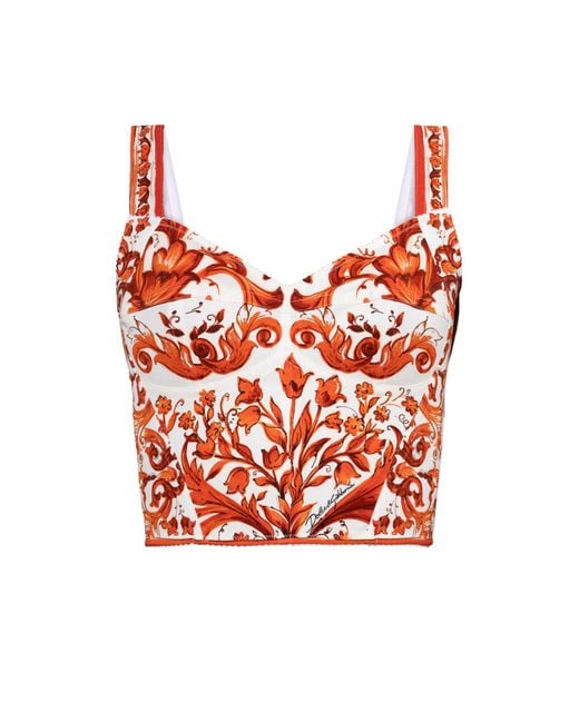 Dolce & Gabbana Red Top With "Majolica" Print