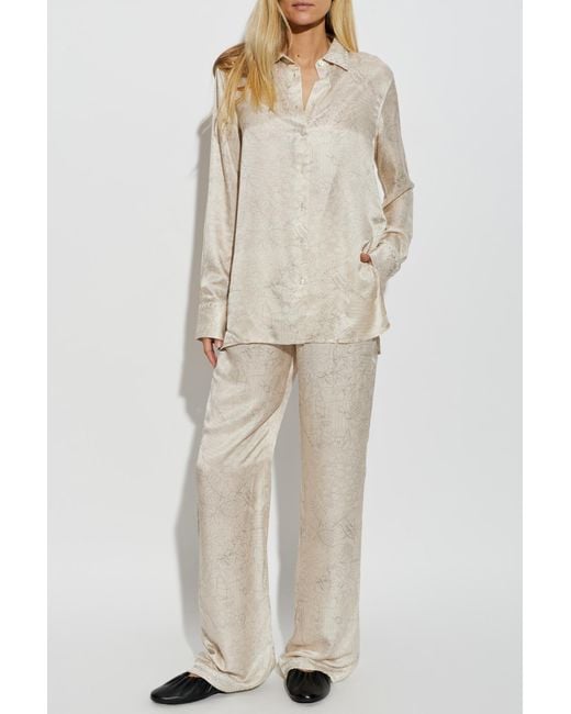 Golden Goose Deluxe Brand White Shirt With Floral Motif