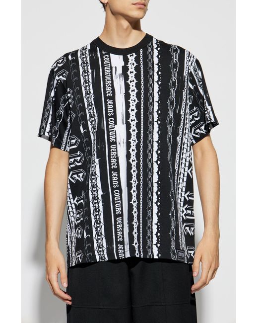 Versace Black Patterned T-Shirt for men