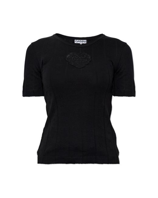 Ganni Blue Top With A Patch