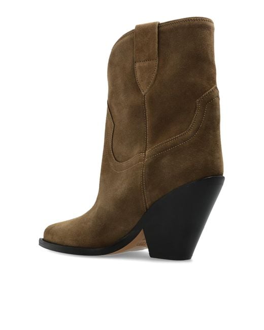 Isabel Marant Brown Suede Heeled Ankle Boots 'Leyane'