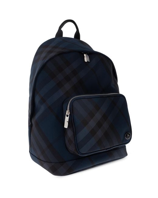 Burberry Blue Grid Backpack for men