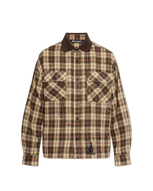 Palm Angels Brown Checked Pattern Shirt for men